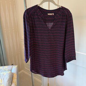 Ellie Kai Purple & Pink Ikat Print 3/4 Sleeve Blouse (Size 4)
